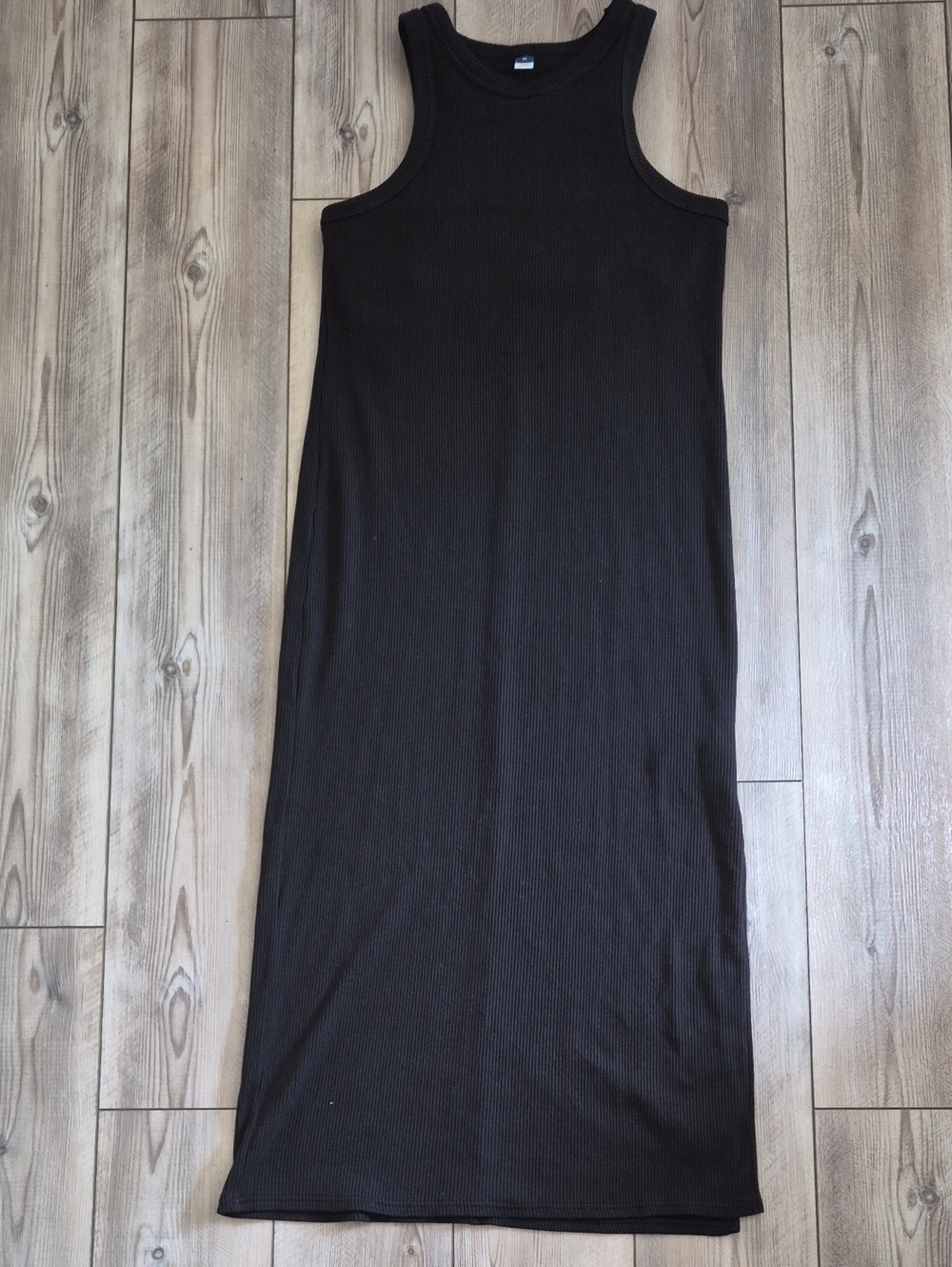 Old Navy Ribbed Racerback Built-In Shelf Bra Side Slit Maxi Dress Black XL
